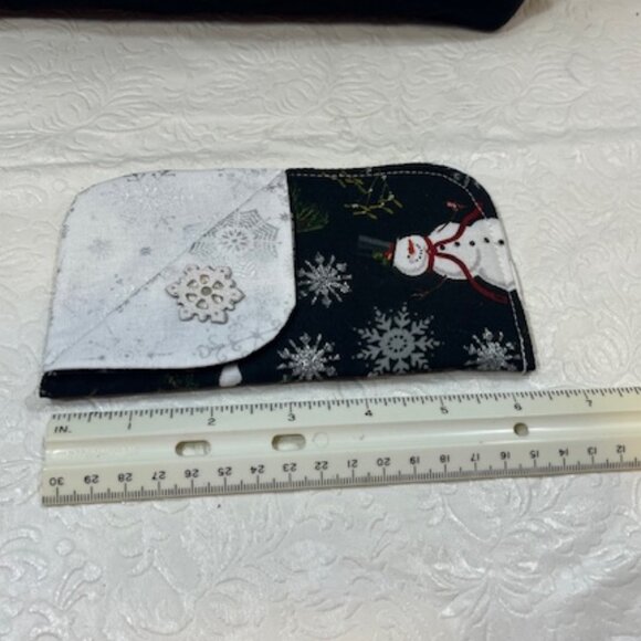 Handmade Winter Fabric Button Closure Cotton Tote Handbag w/Eyeglass Case NEW - Picture 12 of 12